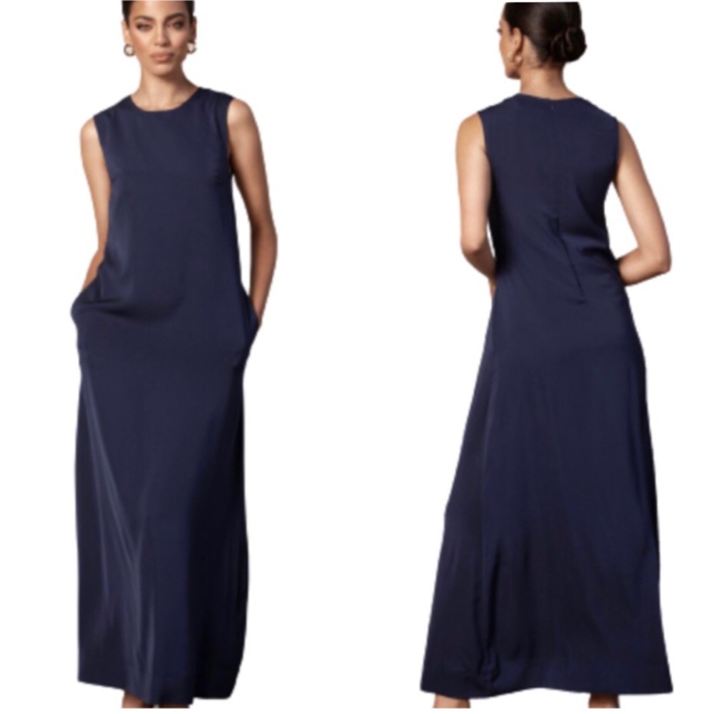 Veiled Collection Navy Blue Eva Essential Sleeveless Midi Dress Medium NWT
